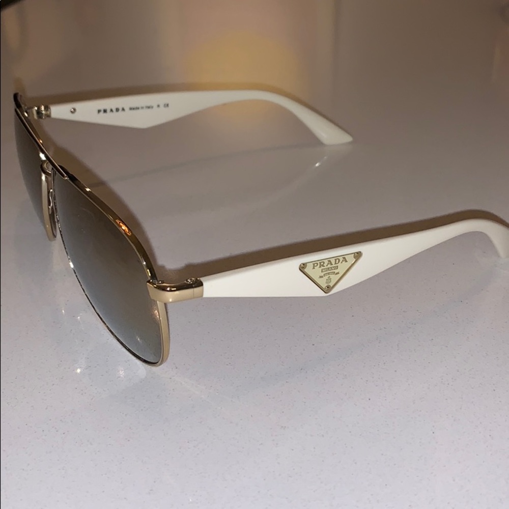 Prada Silver and White Mirror Aviators Authentic